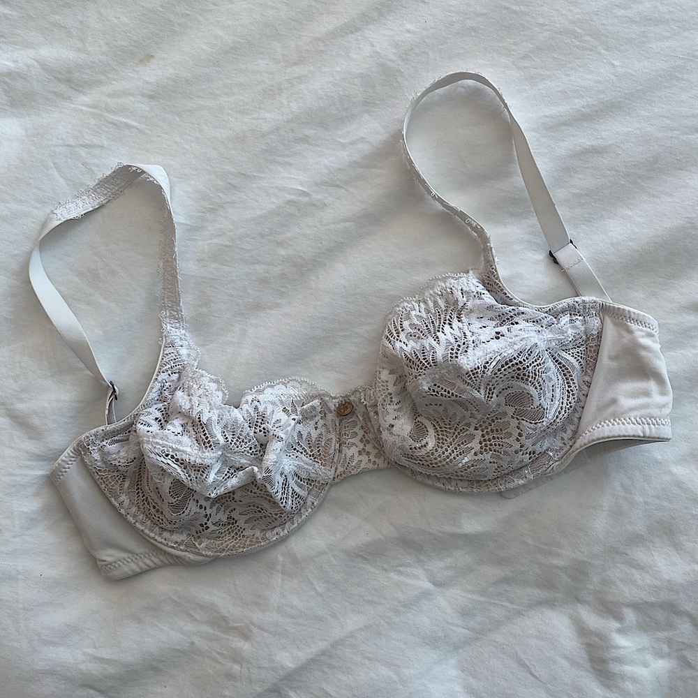 Natori Unlined Bra in white lace, 30DD